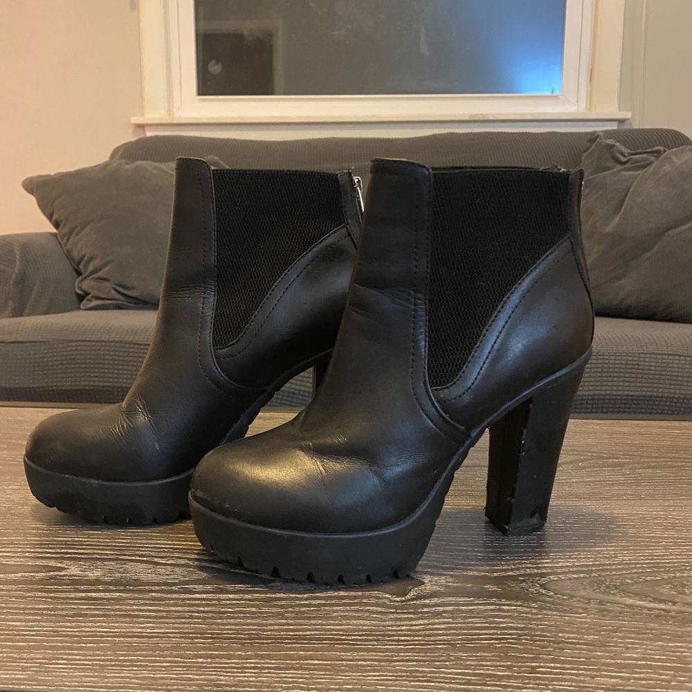 Black Steve Madden Amandaa Tall Heeled Booties